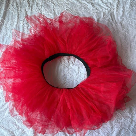 Red Tulle Tutu Skirt Set of 2 Skirts Elastic Waist - Picture 3 of 6